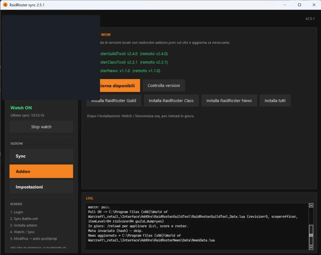 Install addons in the client